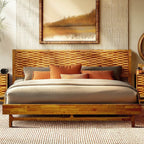 Solid wood bed frame platform