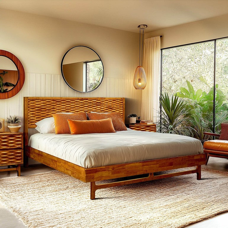 Solid wood bed frame platform