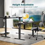 Electric Adjustable Height Standing Desk – Sit‑to‑Stand Splice Board Computer Table with Hooks & Cable Port for Home Office