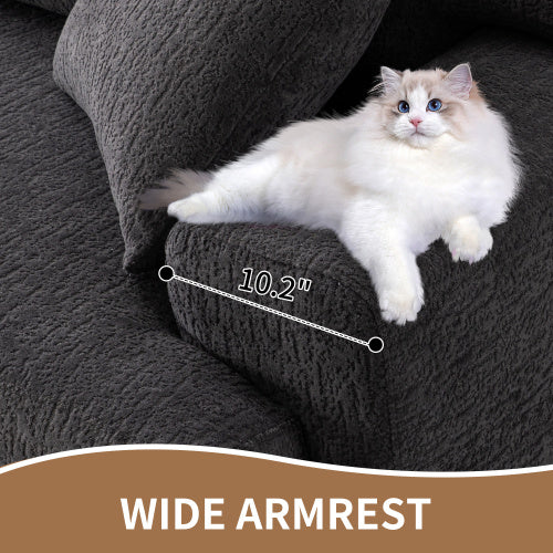 Avison Gray Compression Sofa 4-seater Combined Sofa, Wood Grain