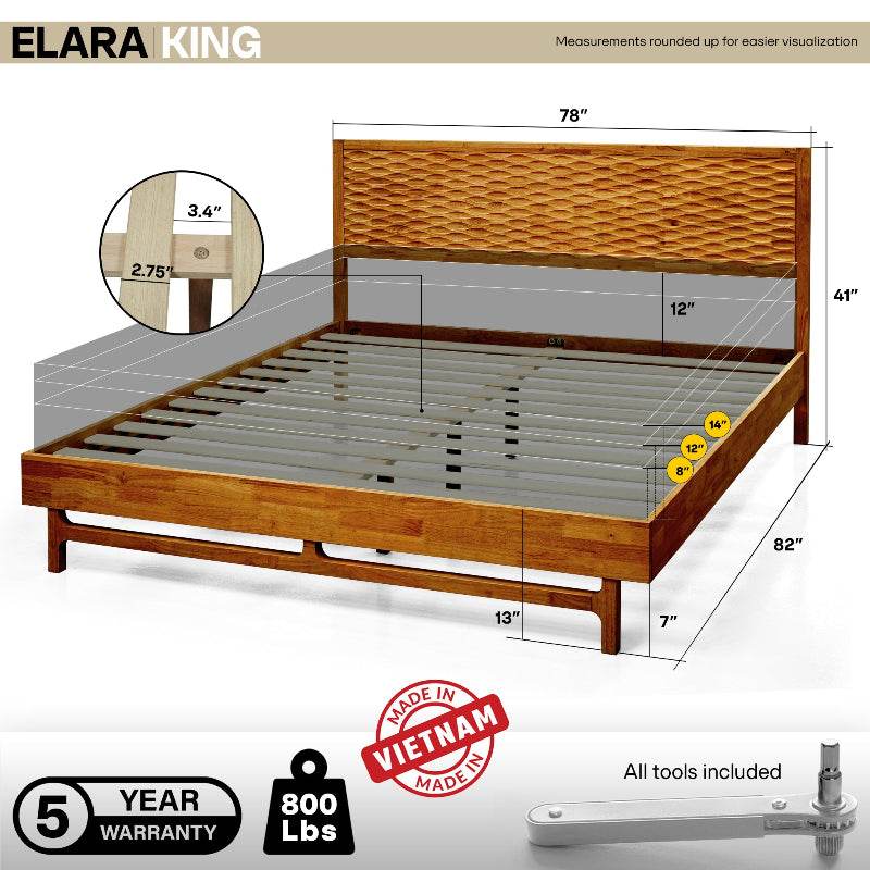 Slother-Elara Platform Bed Frame with Headboard