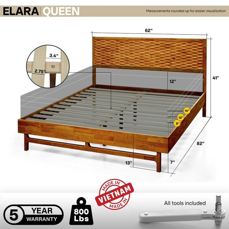 Slother-Elara Platform Bed Frame with Headboard