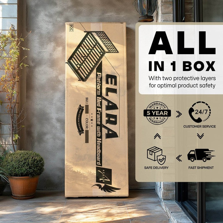 Slother-Elara Platform Bed Frame with Headboard