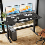 Electric Adjustable Height Standing Desk – Sit‑to‑Stand Splice Board Computer Table with Hooks & Cable Port for Home Office