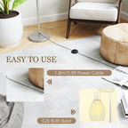 Carmen Dimmable Floor Lamp with 3 Hanging Wire Lampshades-Silver