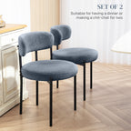 Cruz 2 Pieces Kitchen Chairs, Modern Dining Chairs w/ Berber Fleece Upholstery and Steel Legs for Living Room, Grey