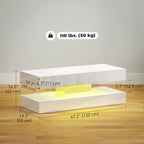 Erin Modern Coffee Table with 2 Drawers and Adjustable LED Lights-High Gloss White