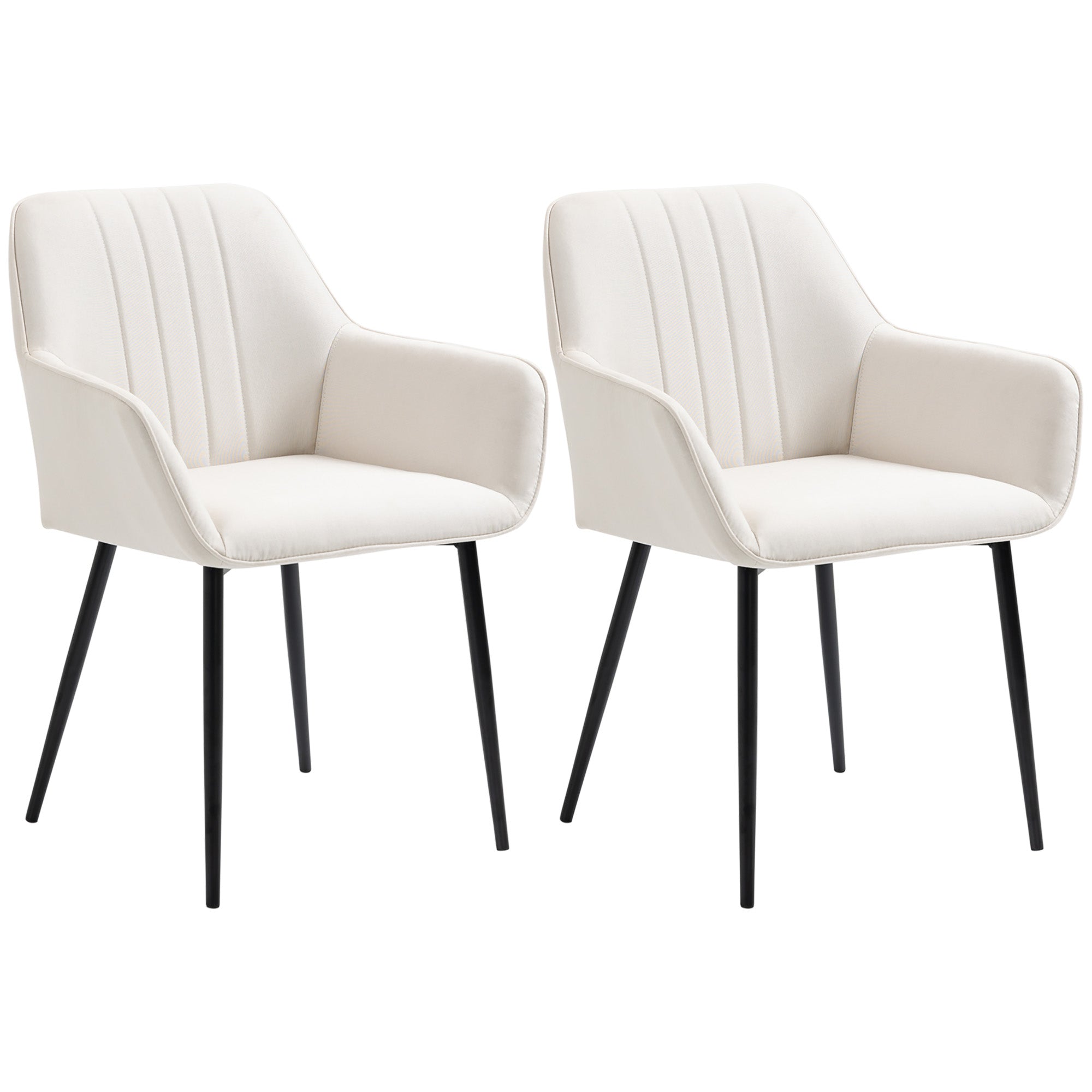 Robbie Dining Chairs Set of 2, Upholstered Linen Fabric Accent Chairs with Metal Legs, Beige