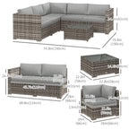 Brooke 4 Pieces Rattan Wicker Outdoor Conversation Furniture Set with Centre Table-Mixed Grey