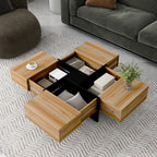 ON‑TREND Unique Design Coffee Table with 4 Hidden Storage Compartments – 31.5" Square Modern Center Table