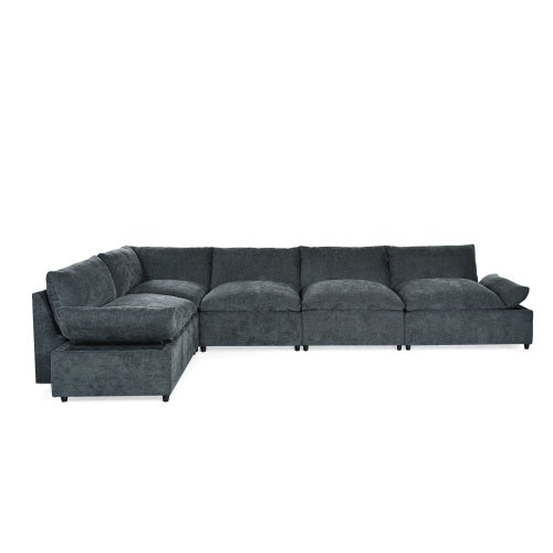 Jewel 115.5" Modular Deep Gray Sectional Sofa with Storage &