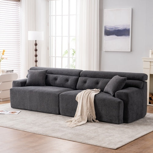 Avison Gray Compression Sofa 4-seater Combined Sofa, Wood Grain