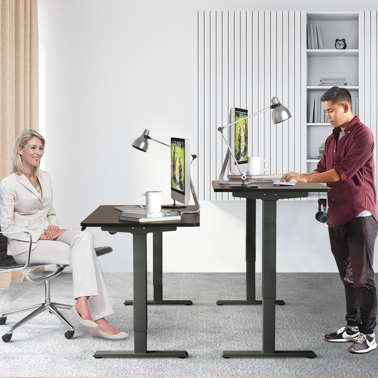 Maxwell Electric Height Adjustable Standing Desk with Memory Controller-Black