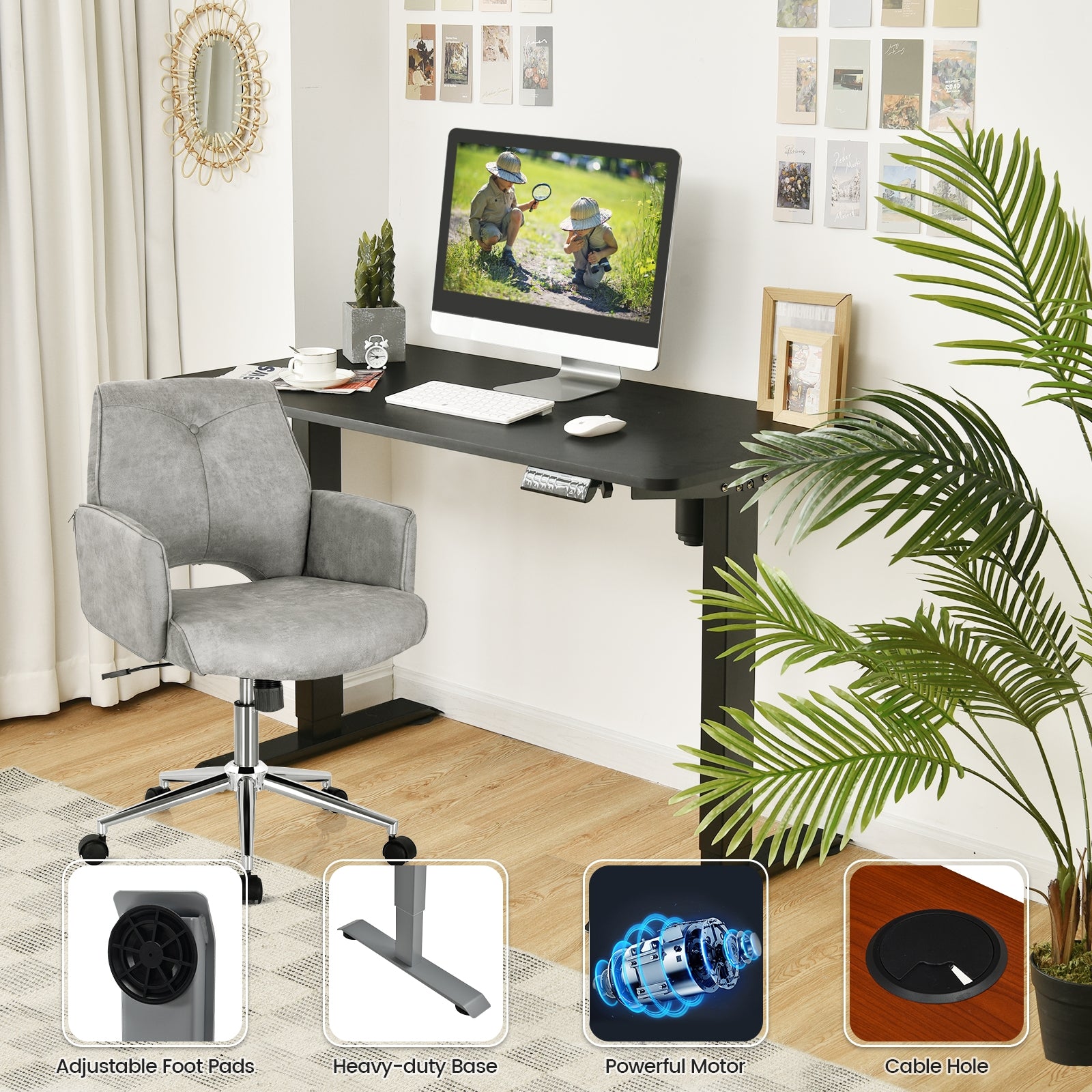 Maxwell Electric Height Adjustable Standing Desk with Memory Controller-Black