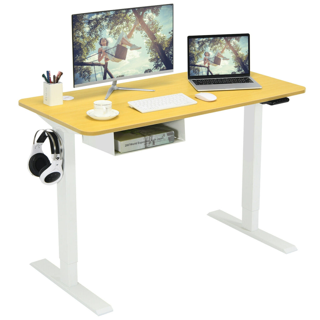Kylar 48-Inch Electric Standing Adjustable Office Desk with Memory Presets and USB Port-Natural