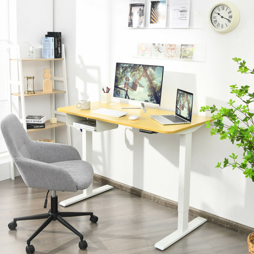 Kylar 48-Inch Electric Standing Adjustable Office Desk with Memory Presets and USB Port-Natural