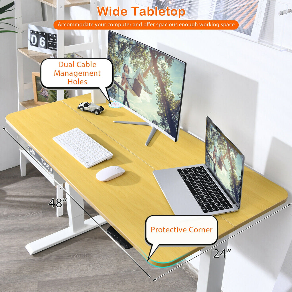 Kylar 48-Inch Electric Standing Adjustable Office Desk with Memory Presets and USB Port-Natural