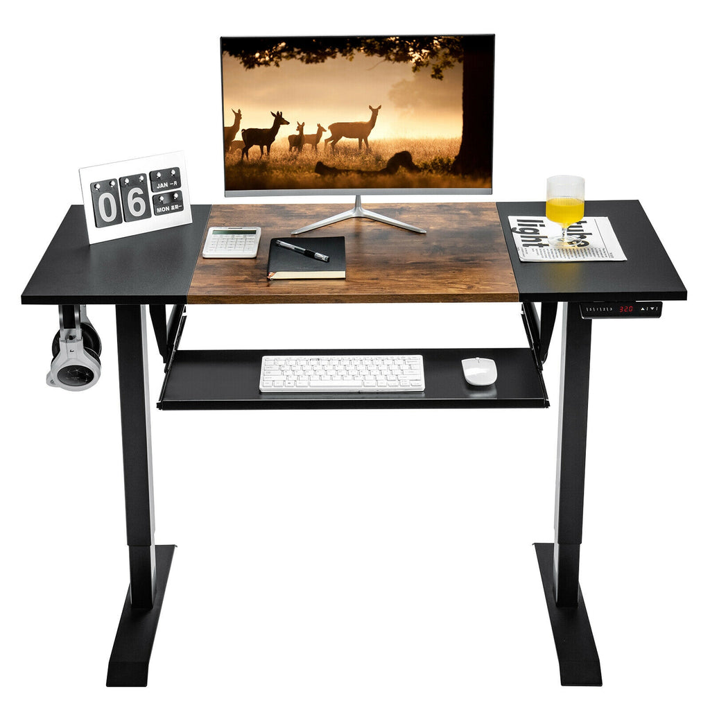 Florian 48" Electric Sit to Stand Desk with Keyboard Tray-Rustic Brown