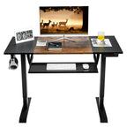 Florian 48" Electric Sit to Stand Desk with Keyboard Tray-Rustic Brown