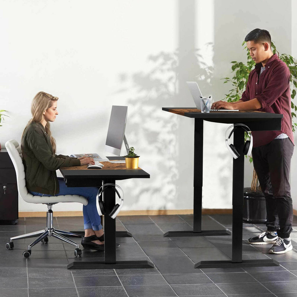 Florian 48" Electric Sit to Stand Desk with Keyboard Tray-Rustic Brown