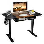 Florian 48" Electric Sit to Stand Desk with Keyboard Tray-Rustic Brown