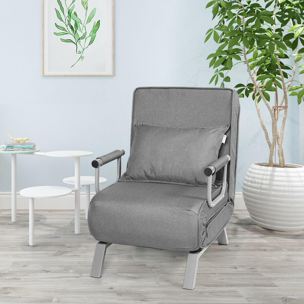 Jade 6‑Position Convertible Sleeper Chair –Gray | 4‑in‑1 Folding Sofa Bed for Small Spaces