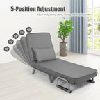 Jade 6‑Position Convertible Sleeper Chair –Gray | 4‑in‑1 Folding Sofa Bed for Small Spaces