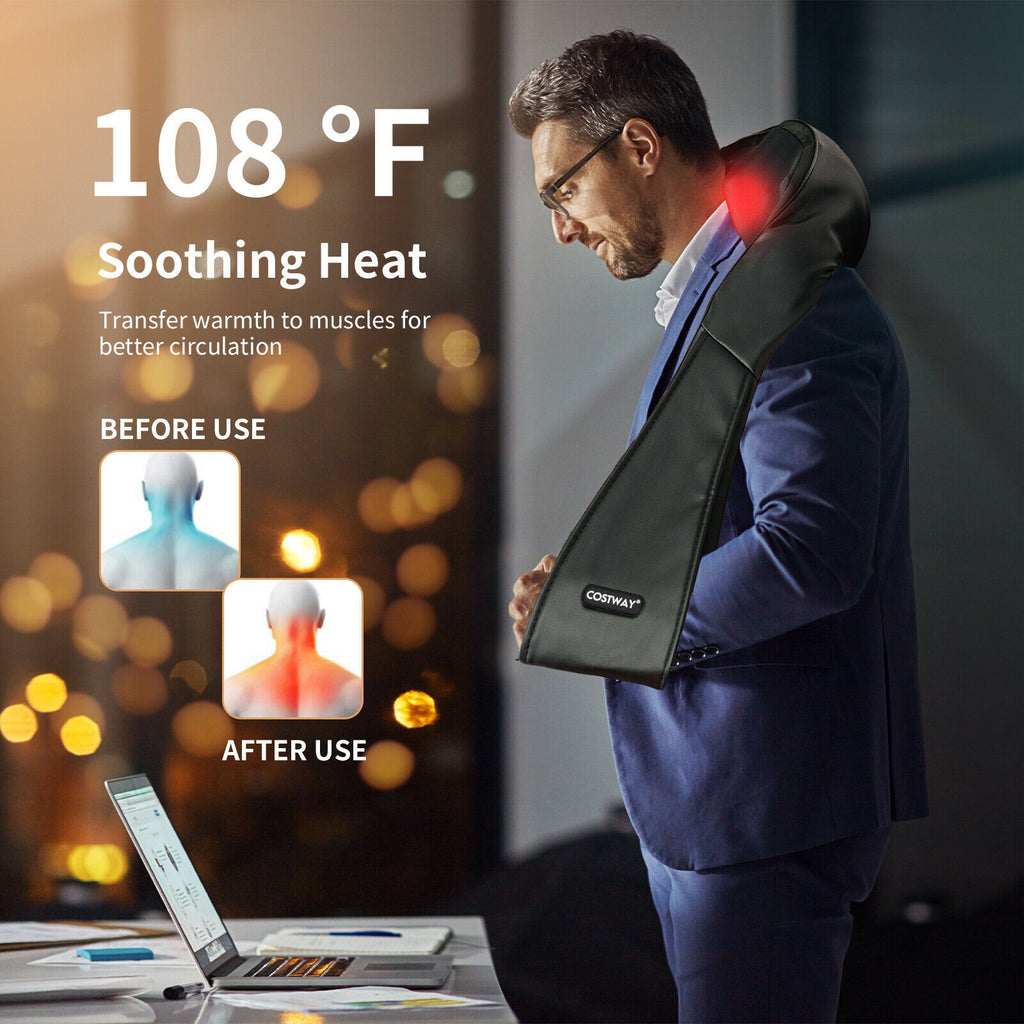 Genesis Shiatsu Neck Massager with Heat and Deep Tissue 3D-Kneading-Black