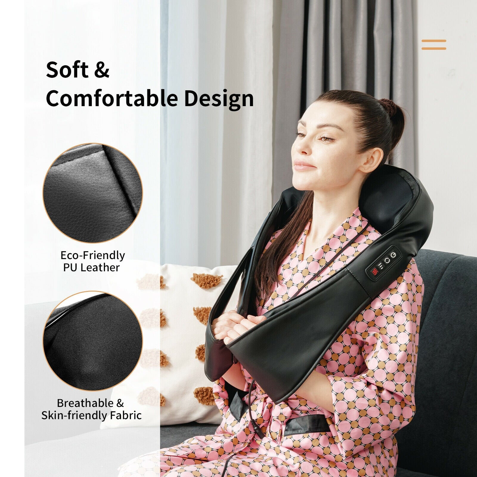 Genesis Shiatsu Neck Massager with Heat and Deep Tissue 3D-Kneading-Black