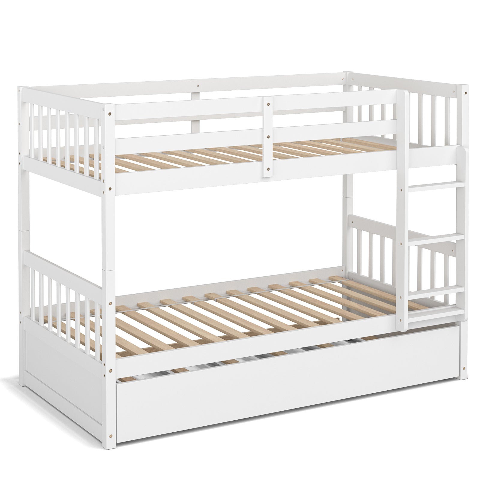Twin over twin bunk bed with trundle feature
