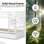 Jaden Twin-Over-Twin Bunk Bed with Pull-out Trundle and Ladder-White
