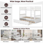 Jaden Twin-Over-Twin Bunk Bed with Pull-out Trundle and Ladder-White