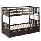 Twin over twin bunk bed with trundle feature