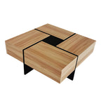 ON‑TREND Unique Design Coffee Table with 4 Hidden Storage Compartments – 31.5" Square Modern Center Table