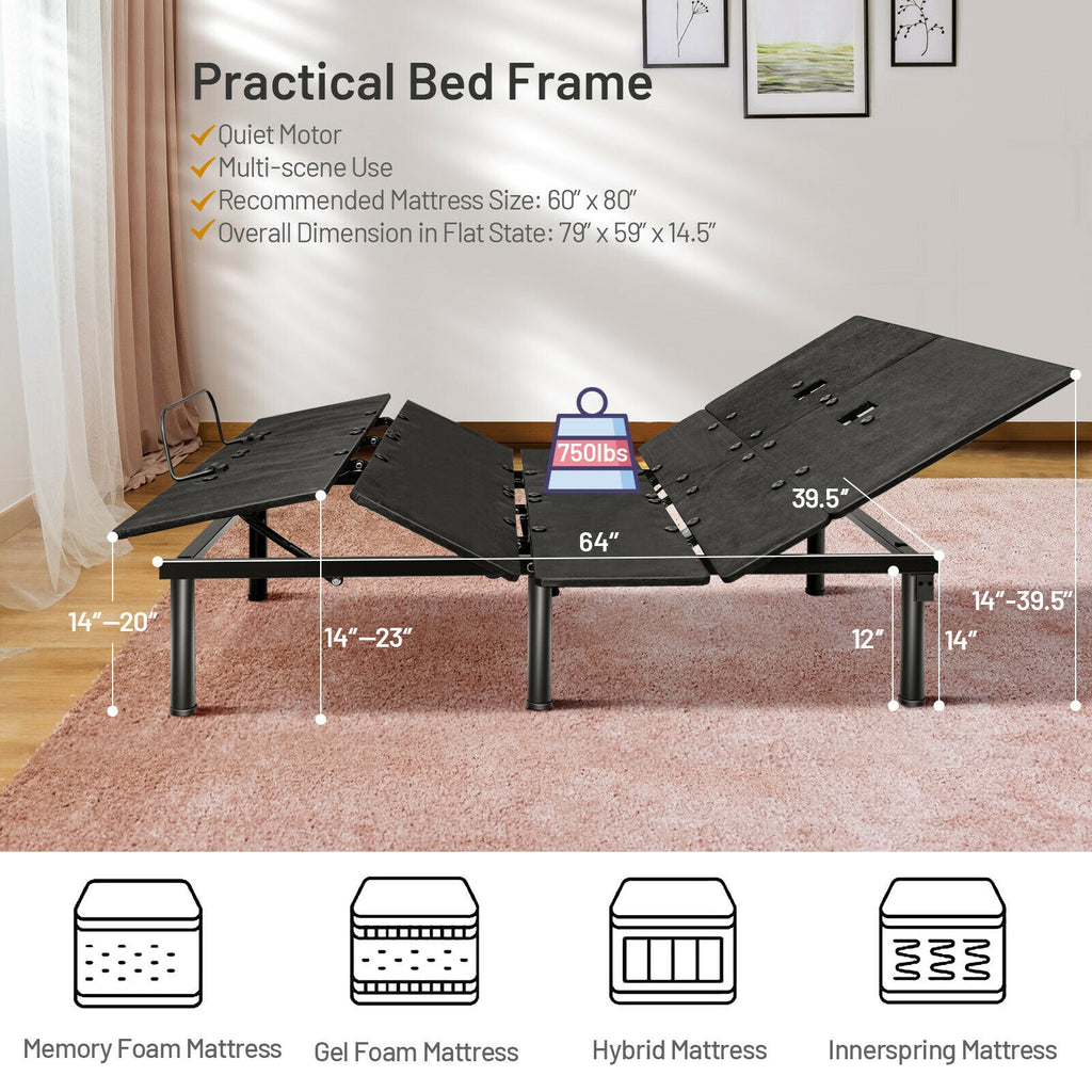 ElevateRest 2.0 Queen Adjustable Base — Head & Foot Incline, USB Ports-Available in 2 Sizes