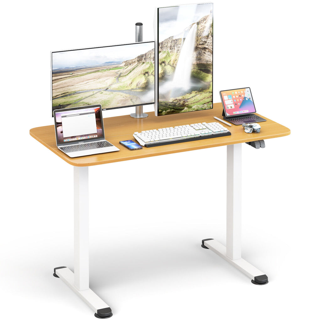 Milton Electric Standing Computer Desk with Adjustable height and Anti-collision Technology-Natural