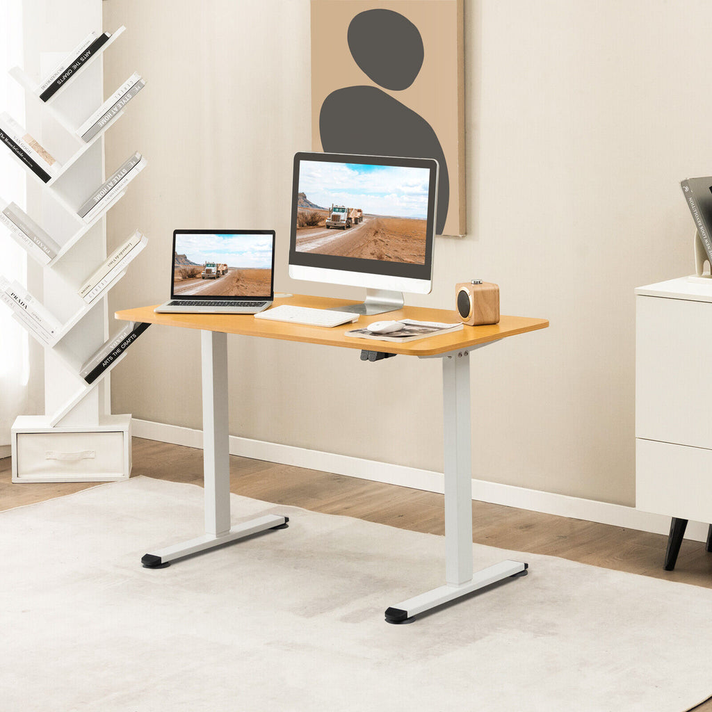 Milton Electric Standing Computer Desk with Adjustable height and Anti-collision Technology-Natural