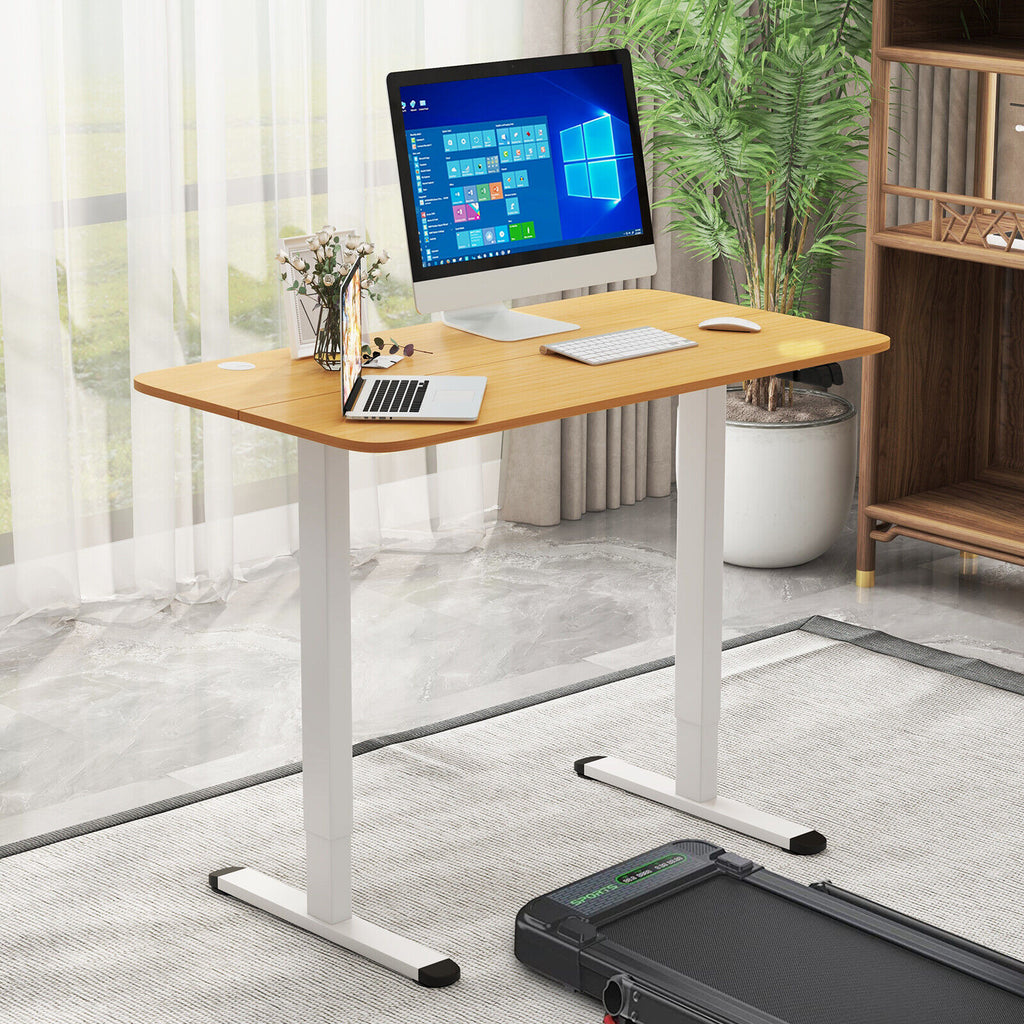 Milton Electric Standing Computer Desk with Adjustable height and Anti-collision Technology-Natural