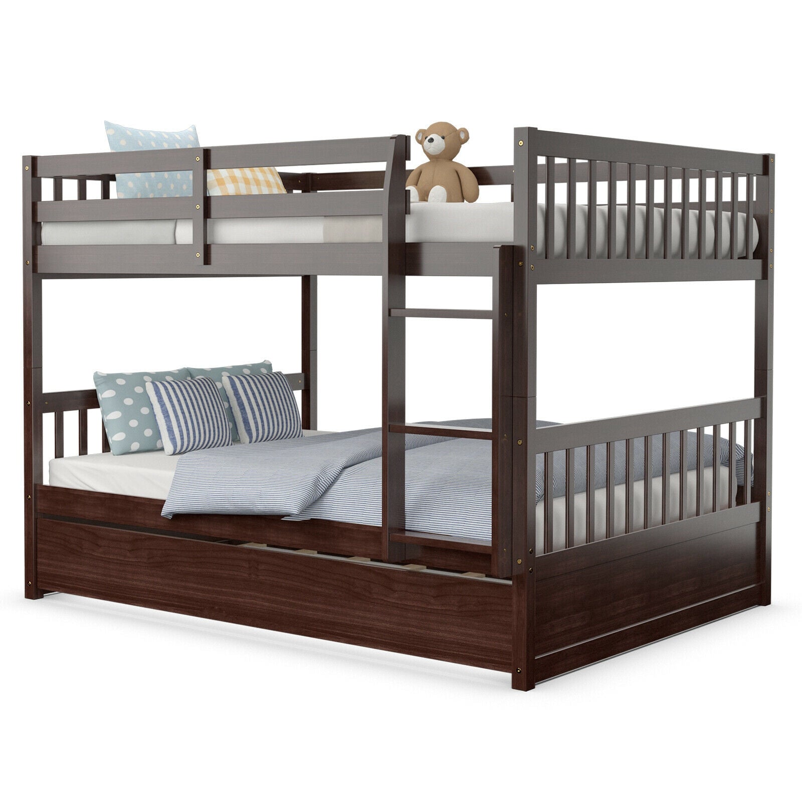 Hudson Full over Full Bunk Bed with Trundle-Brown