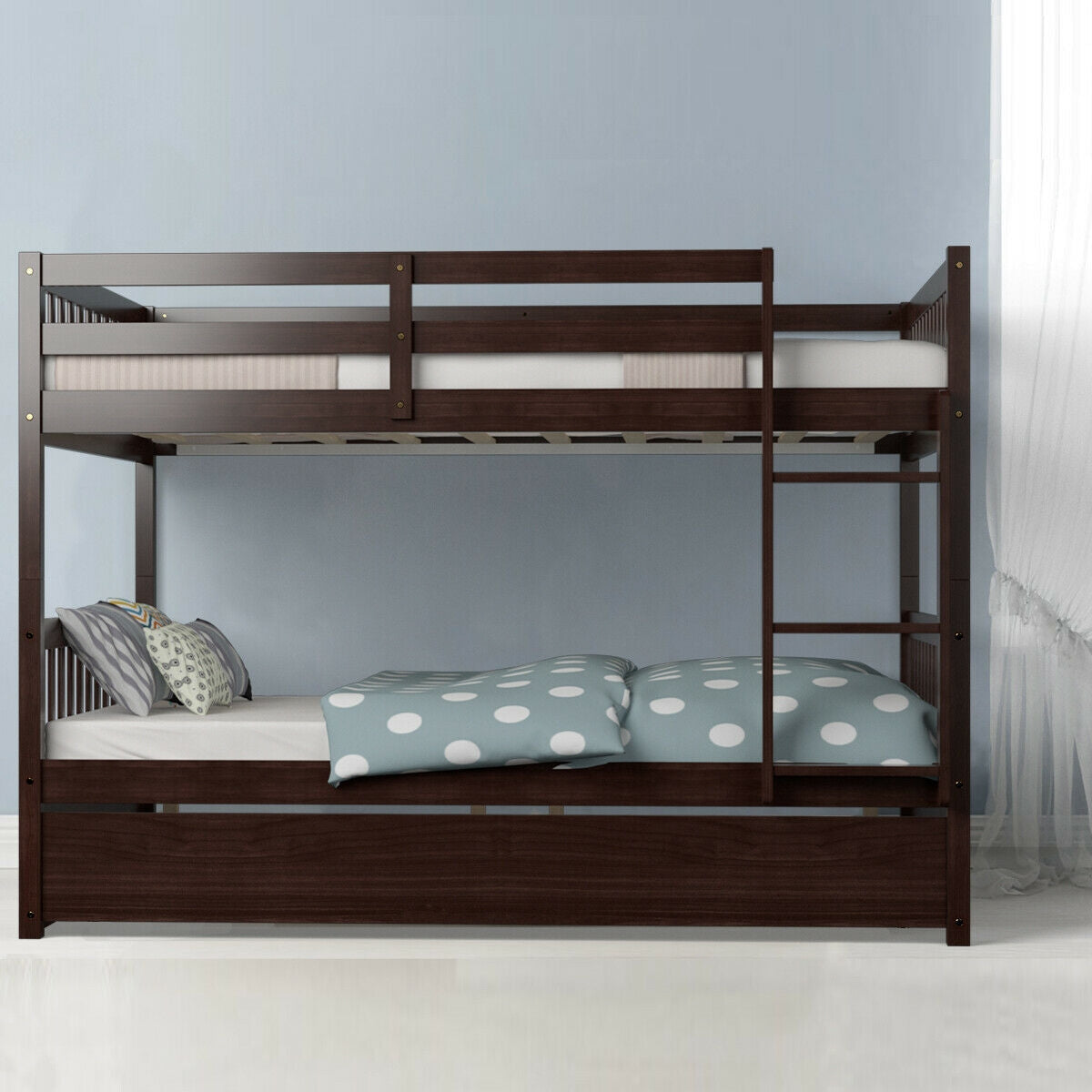 Hudson Full over Full Bunk Bed with Trundle-Brown