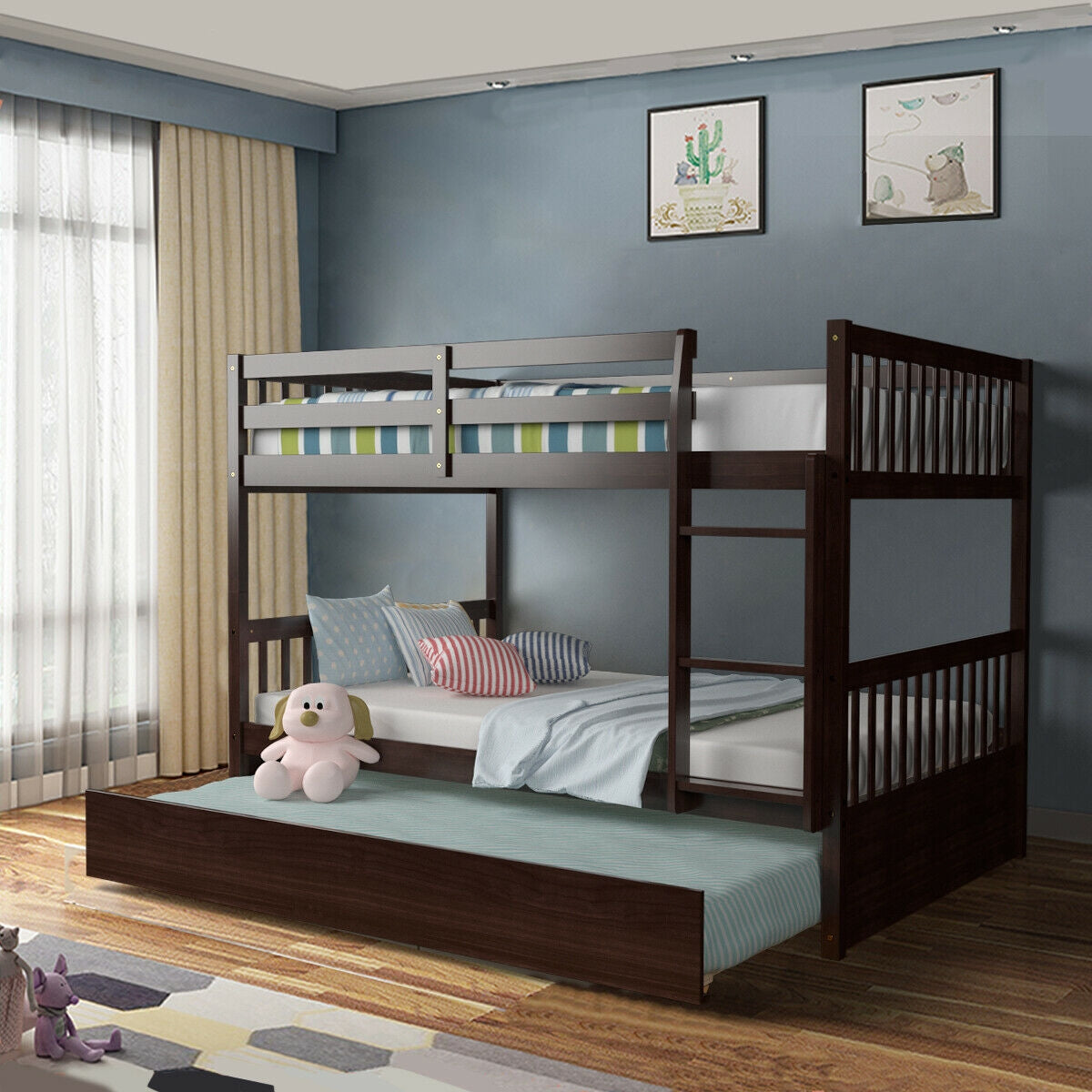 Hudson Full over Full Bunk Bed with Trundle-Brown