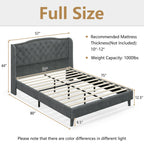 Darby Upholstered Platform Bed Frame with Button Tufted Headboard-Full Size