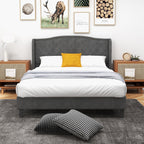 Darby Upholstered Platform Bed Frame with Button Tufted Headboard-Full Size