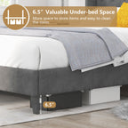 Darby Upholstered Platform Bed Frame with Button Tufted Headboard-Queen Size