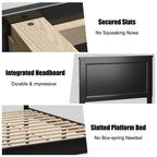 Kelsey Queen Size Platform Bed Frame with High Headboard & Solid Rubber Wood Legs–Black