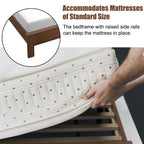 Kelsey Queen Size Platform Bed Frame with High Headboard & Solid Rubber Wood Legs–Walnut