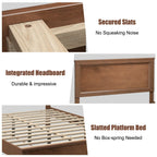 Kelsey Queen Size Platform Bed Frame with High Headboard & Solid Rubber Wood Legs–Walnut