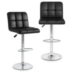 Madison Modern Adjustable Swivel Counter/Bar Stools-Set of 2–PU Leather Stools with Back & Footrest-Black