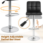 Madison Modern Adjustable Swivel Counter/Bar Stools-Set of 2–PU Leather Stools with Back & Footrest-Black