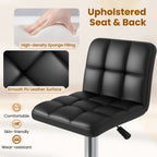 Madison Modern Adjustable Swivel Counter/Bar Stools-Set of 2–PU Leather Stools with Back & Footrest-Black